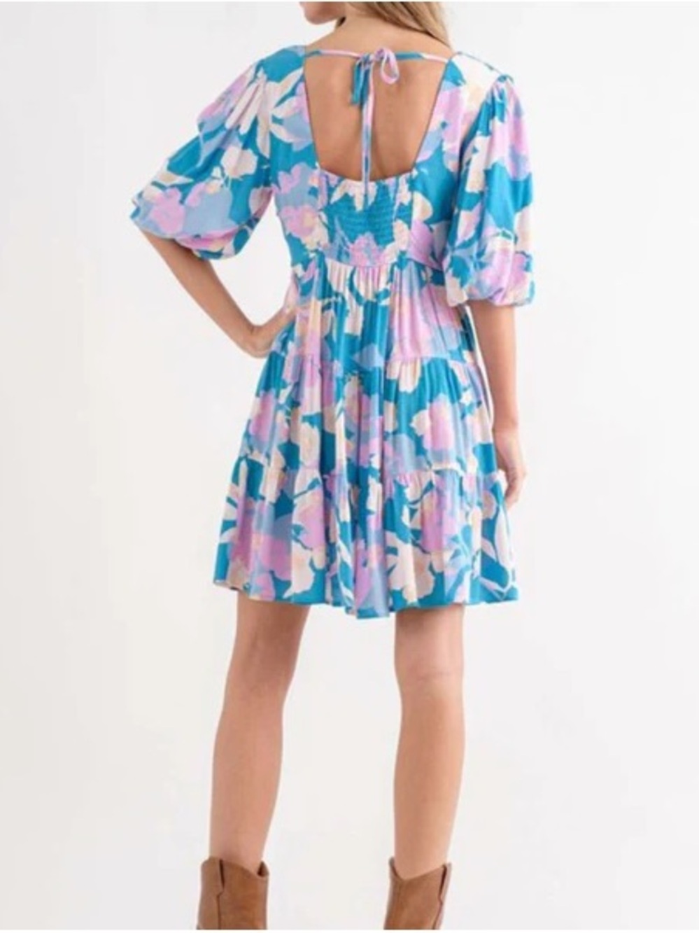 mahina Pastel Floral Mini Dress
